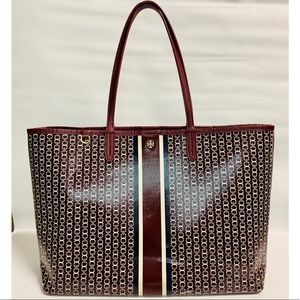 Tory Burch Gemini Link Coated Canvas Burgundy Bag
